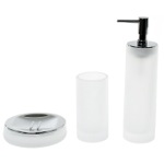 Gedy TI280-02 3 Piece White Satin Glass Bathroom Accessory Set